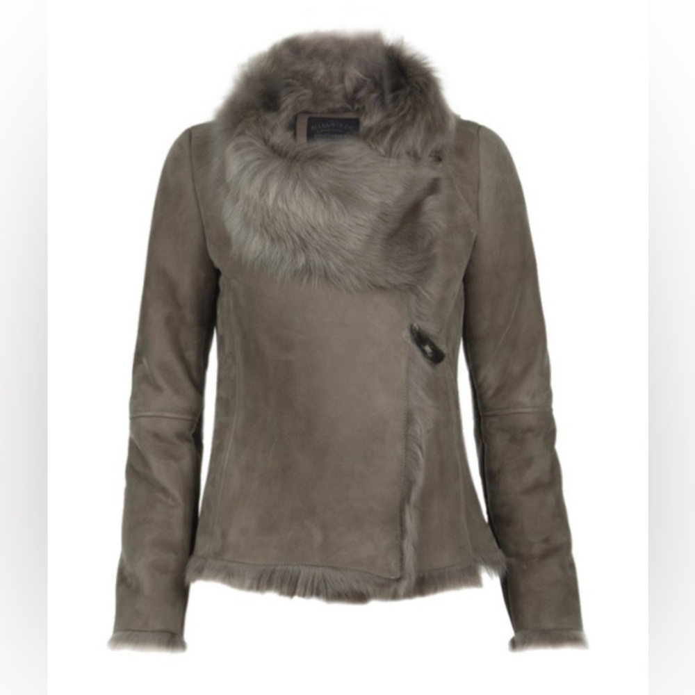 All Saints Shearling Jacket; origin Italy
